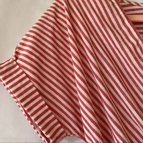 Pink Thread Red and White Stripe Cross Front Short Sleeve Jumpsuit - Picture 4 of 13